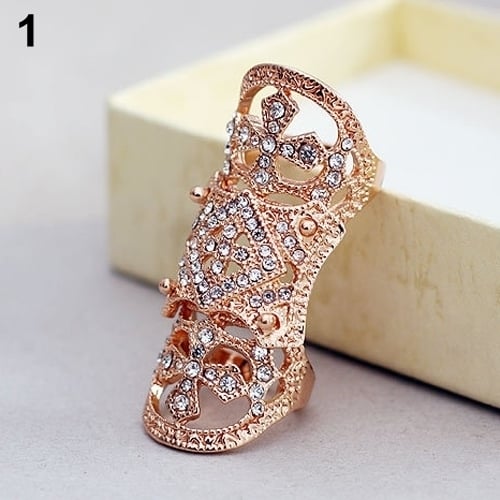 Fashion Punk Cool Western Style Rhinestone Joint Finger Cross Ring Jewelry Image 2