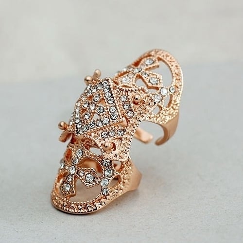 Fashion Punk Cool Western Style Rhinestone Joint Finger Cross Ring Jewelry Image 4