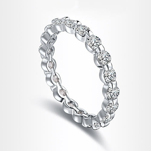 Women Fashion Cubic Zirconia Rhinestone Party Engagement Eternity Band Ring Image 1