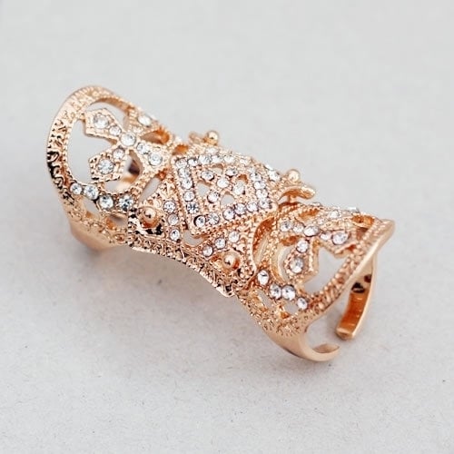 Fashion Punk Cool Western Style Rhinestone Joint Finger Cross Ring Jewelry Image 4