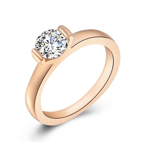 Rose Gold Rhinestone Finger Ring Socialite Women Wedding Party Jewelry Gift Image 1