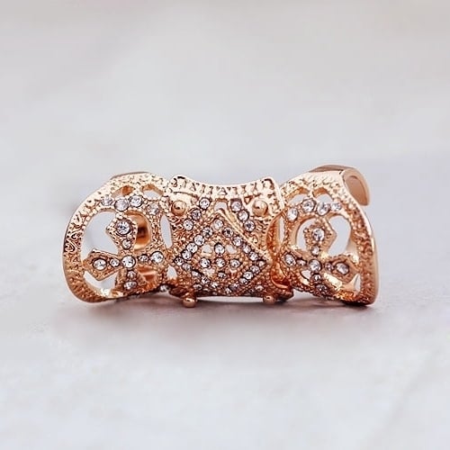 Fashion Punk Cool Western Style Rhinestone Joint Finger Cross Ring Jewelry Image 6