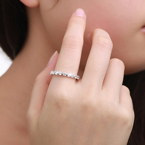 Women Fashion Cubic Zirconia Rhinestone Party Engagement Eternity Band Ring Image 2