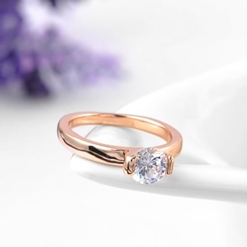 Rose Gold Rhinestone Finger Ring Socialite Women Wedding Party Jewelry Gift Image 2