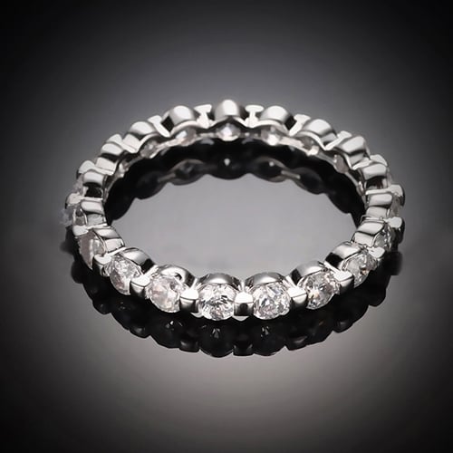 Women Fashion Cubic Zirconia Rhinestone Party Engagement Eternity Band Ring Image 3