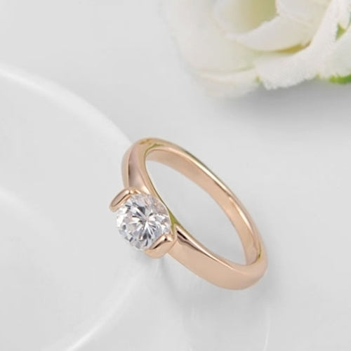 Rose Gold Rhinestone Finger Ring Socialite Women Wedding Party Jewelry Gift Image 3