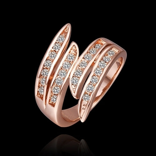 Womens Fashion Luxury Rose Gold Plated Rhinestone Wedding Party Jewelry Ring Image 1