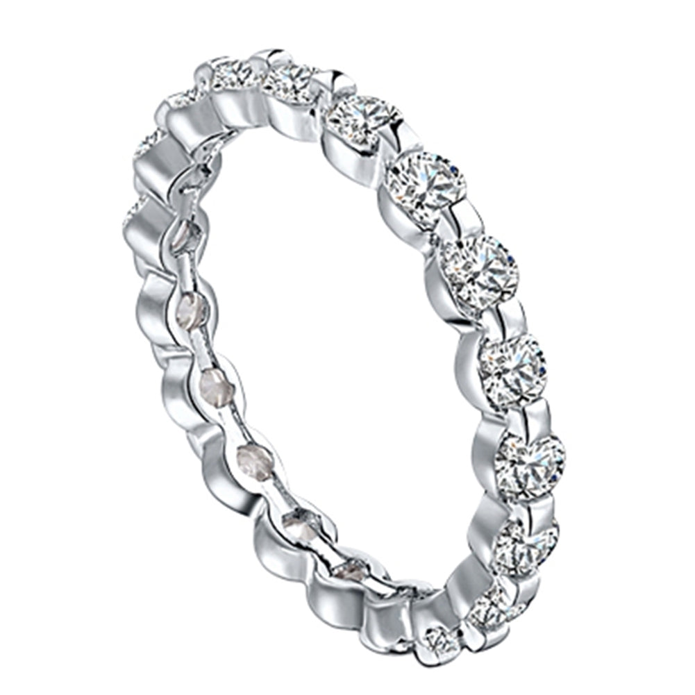 Women Fashion Cubic Zirconia Rhinestone Party Engagement Eternity Band Ring Image 4