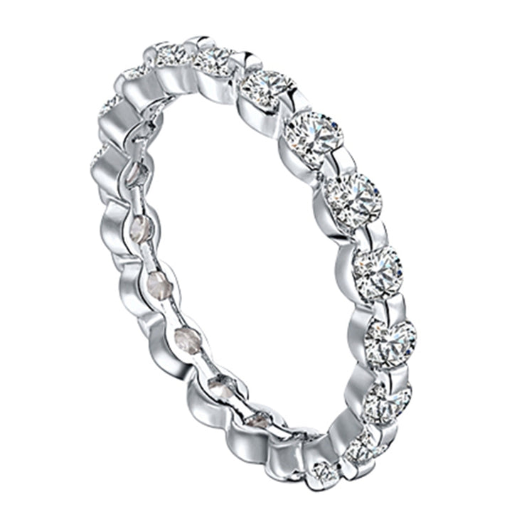 Women Fashion Cubic Zirconia Rhinestone Party Engagement Eternity Band Ring Image 4