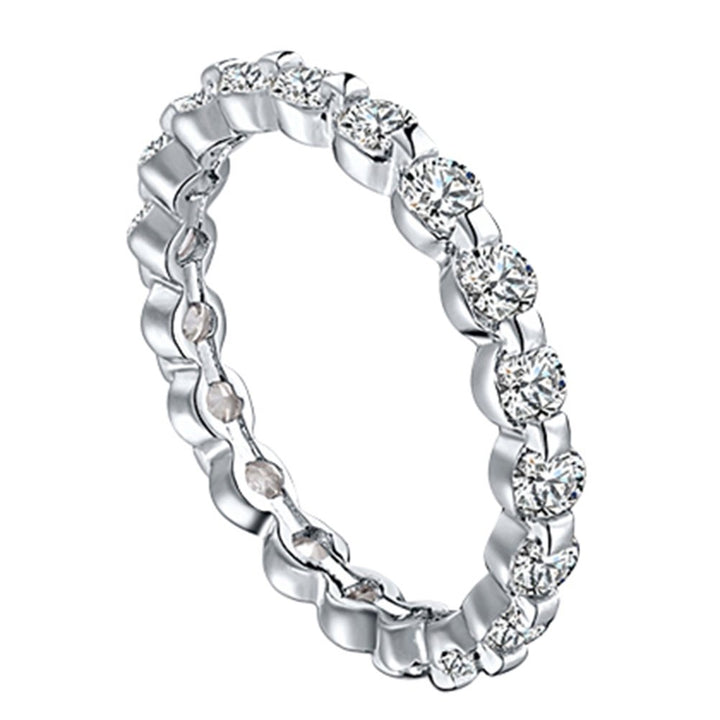 Women Fashion Cubic Zirconia Rhinestone Party Engagement Eternity Band Ring Image 1