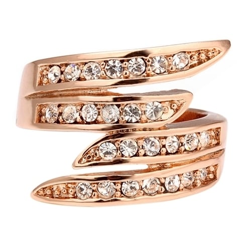 Womens Fashion Luxury Rose Gold Plated Rhinestone Wedding Party Jewelry Ring Image 1