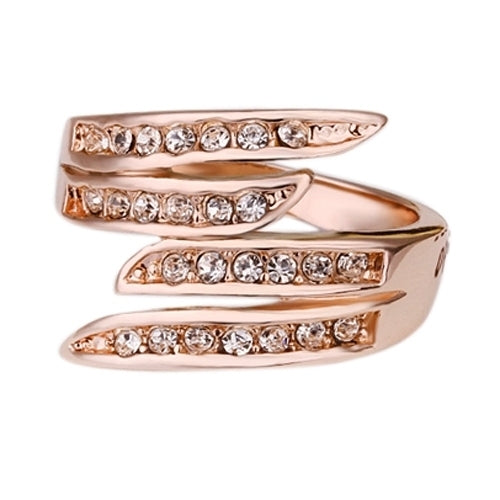 Womens Fashion Luxury Rose Gold Plated Rhinestone Wedding Party Jewelry Ring Image 4