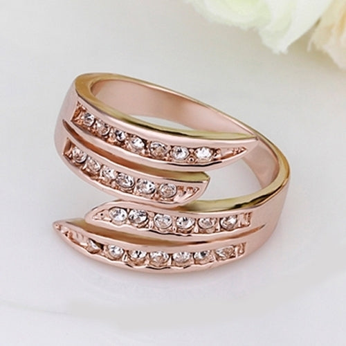 Womens Fashion Luxury Rose Gold Plated Rhinestone Wedding Party Jewelry Ring Image 6