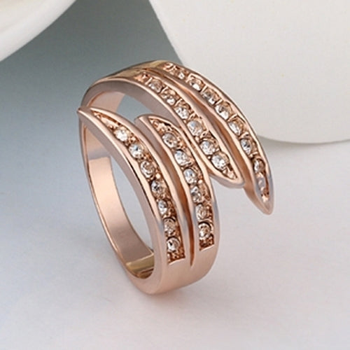 Womens Fashion Luxury Rose Gold Plated Rhinestone Wedding Party Jewelry Ring Image 7