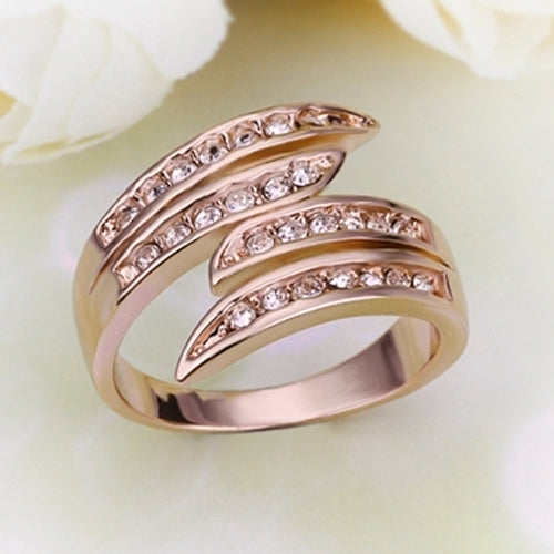 Womens Fashion Luxury Rose Gold Plated Rhinestone Wedding Party Jewelry Ring Image 8