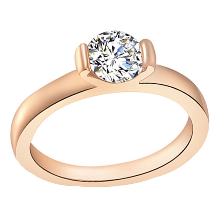 Rose Gold Rhinestone Finger Ring Socialite Women Wedding Party Jewelry Gift Image 6