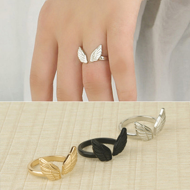 Open Finger Ring Good Luster Opening Finger Ring Angel Wing Shape Exquisite Finger Ring for Gift Image 1