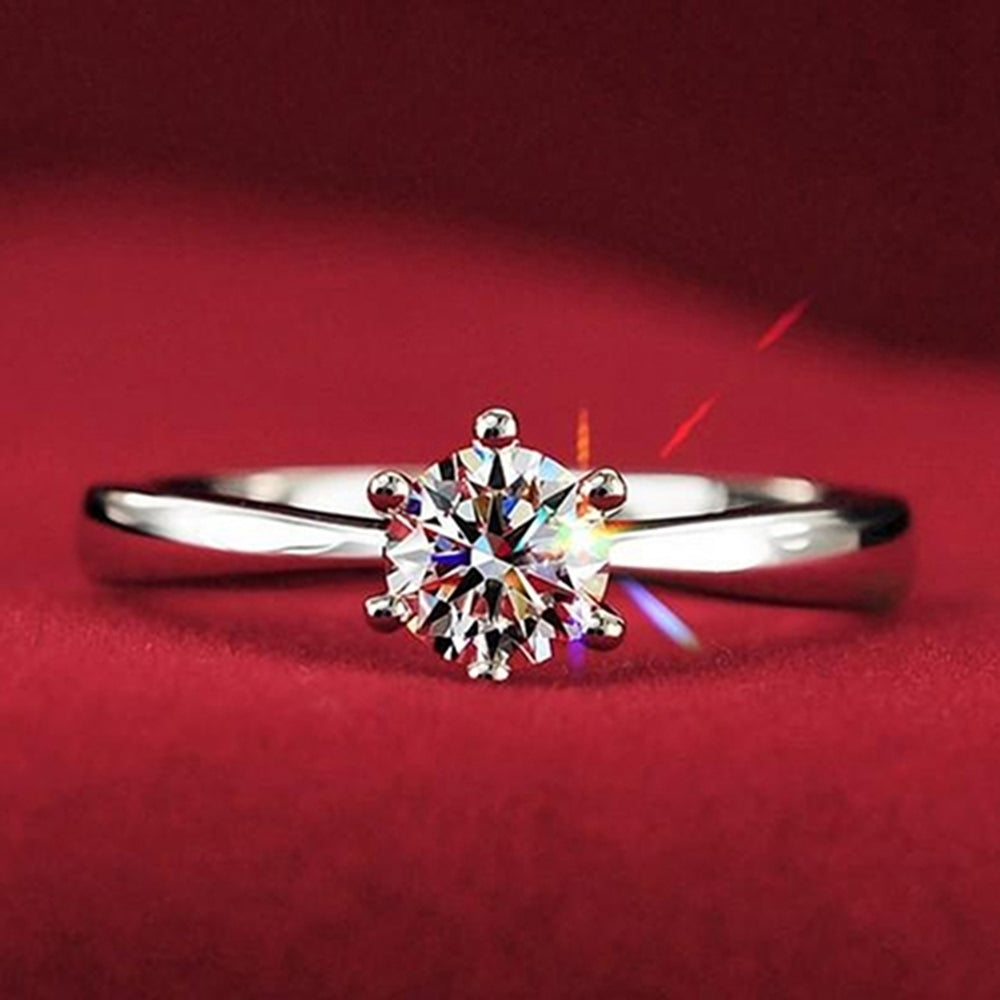 Women Clear Zircon Inlaid Wedding Bridal Engagement Party Jewelry Ring Size 6-9 Image 2