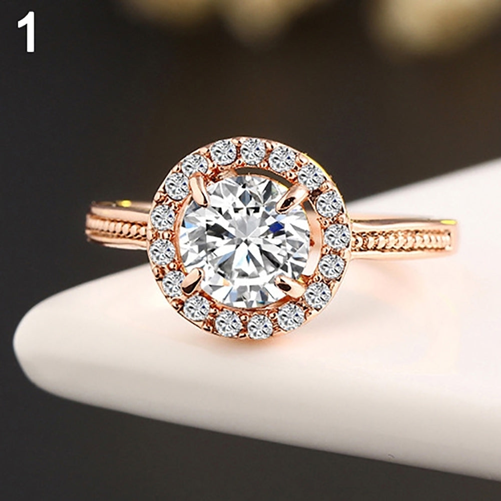 Fashion Women Gold/Silver Plated Zircon Finger Ring Wedding Engagement Jewelry Image 3