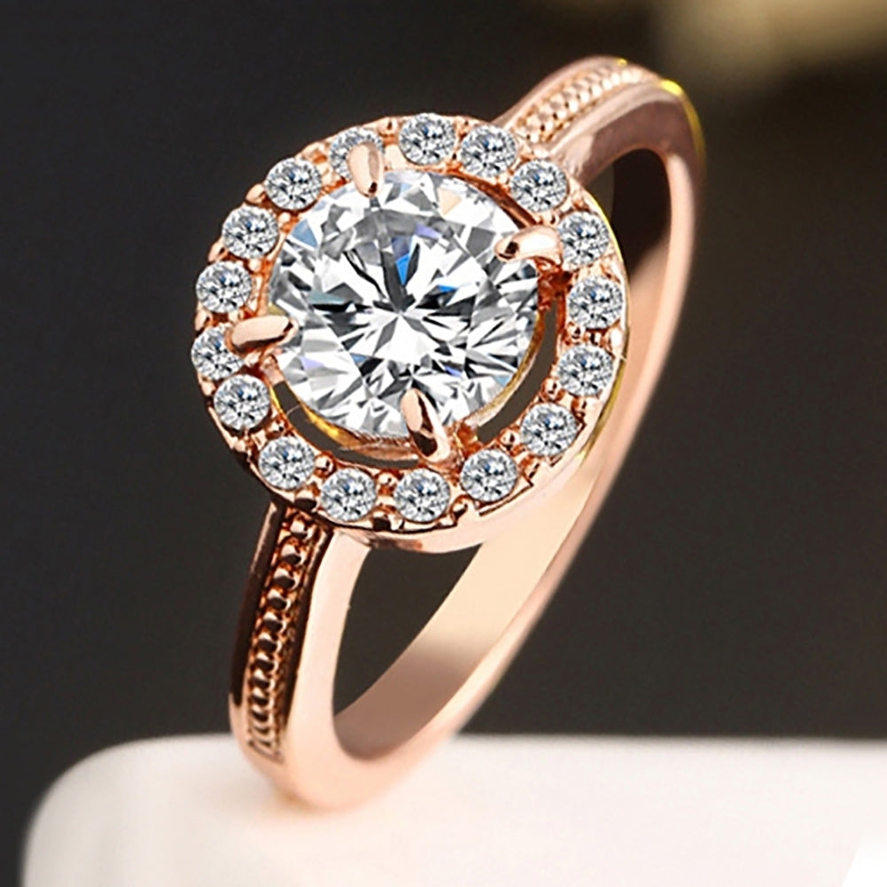 Fashion Women Gold/Silver Plated Zircon Finger Ring Wedding Engagement Jewelry Image 4