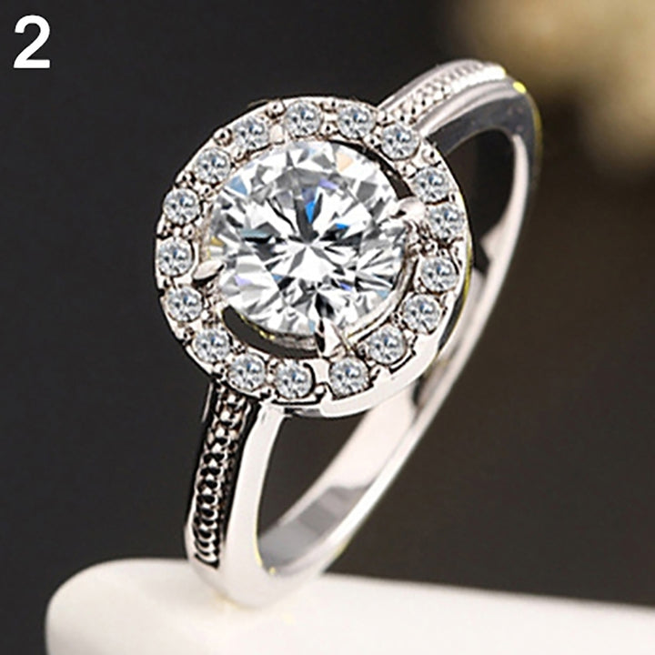 Fashion Women Gold/Silver Plated Zircon Finger Ring Wedding Engagement Jewelry Image 8