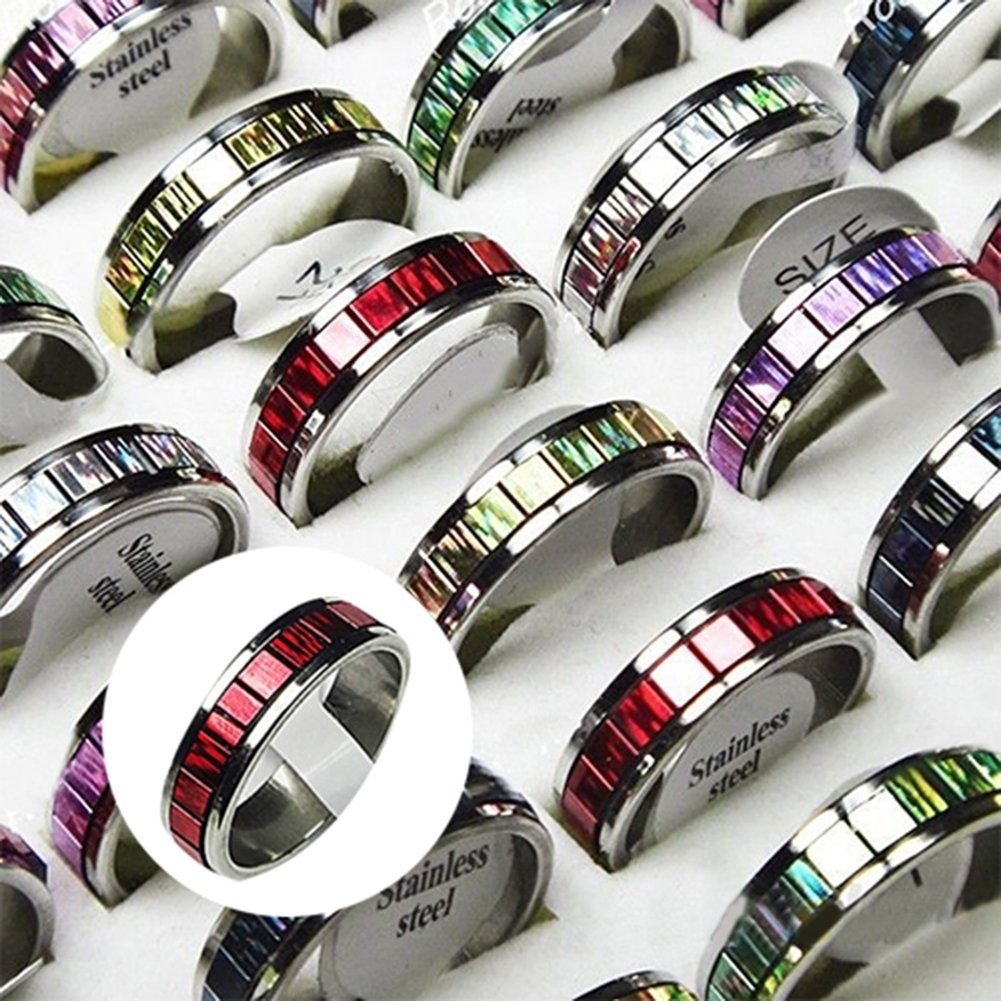 10 Pcs Mens Womens Fashion Wedding Party Jewelry Stainless Steel Finger Rings Image 3