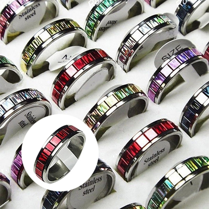 10 Pcs Mens Womens Fashion Wedding Party Jewelry Stainless Steel Finger Rings Image 3