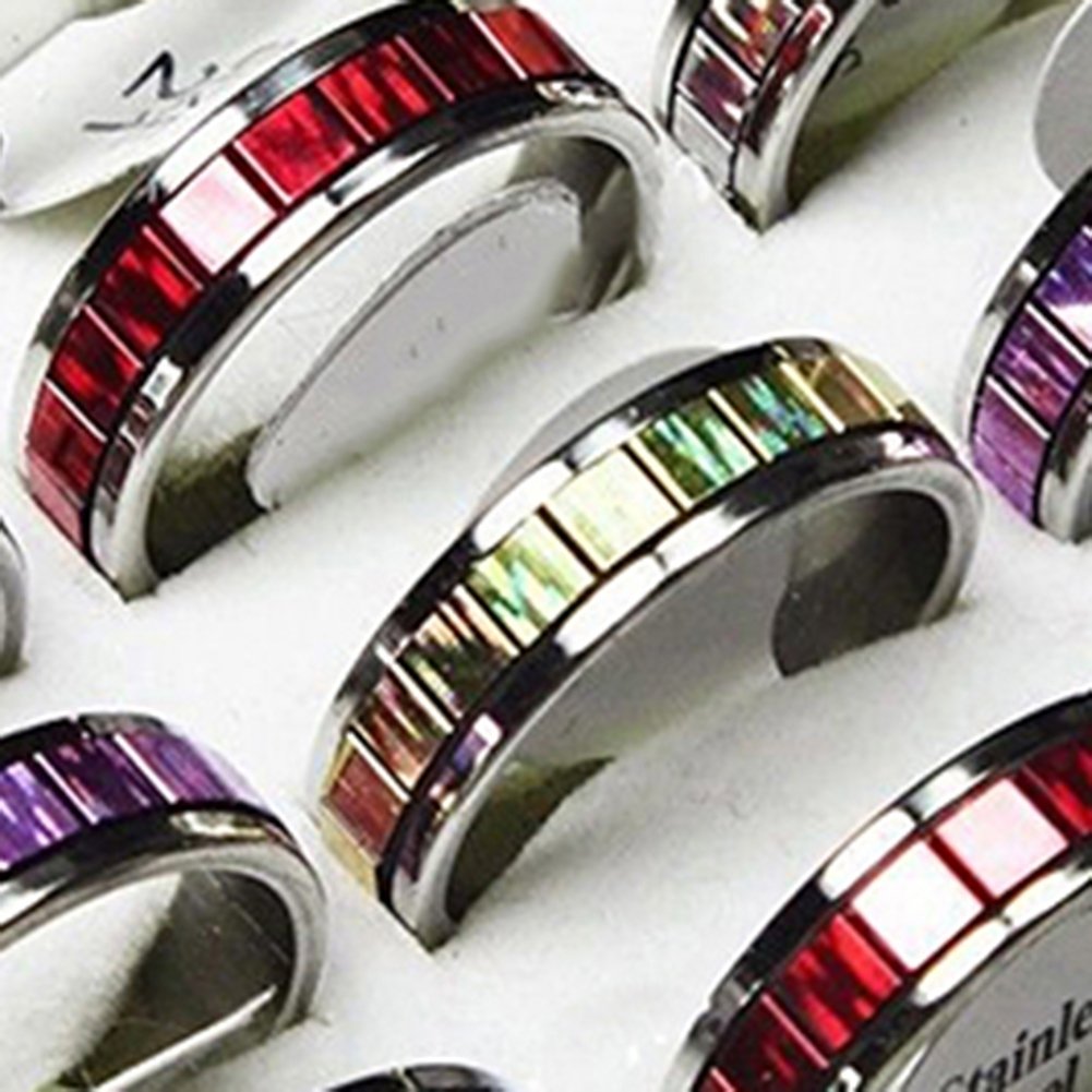 10 Pcs Mens Womens Fashion Wedding Party Jewelry Stainless Steel Finger Rings Image 6