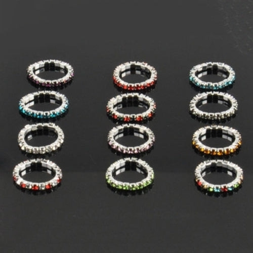 12 Pcs/Pack Elastic Rhinestone Decor Toe Rings Mixed Color Feet Jewelry Charms Image 9