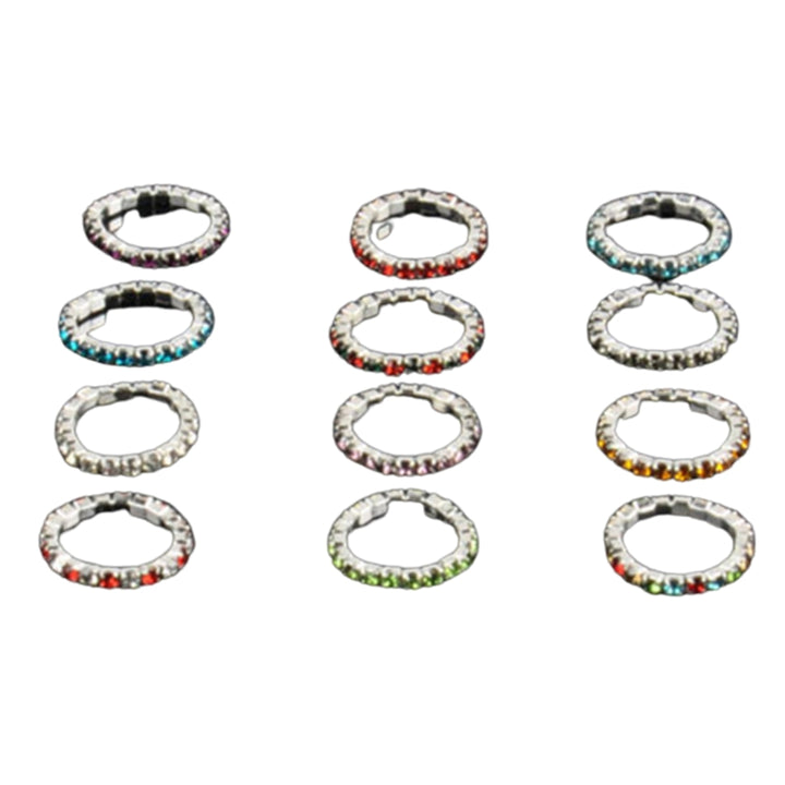 12 Pcs/Pack Elastic Rhinestone Decor Toe Rings Mixed Color Feet Jewelry Charms Image 10