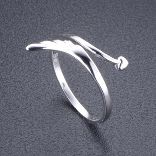 Womens Angel Wings Love Heart Silver Plated Gift Jewelry Opening Finger Ring Image 4