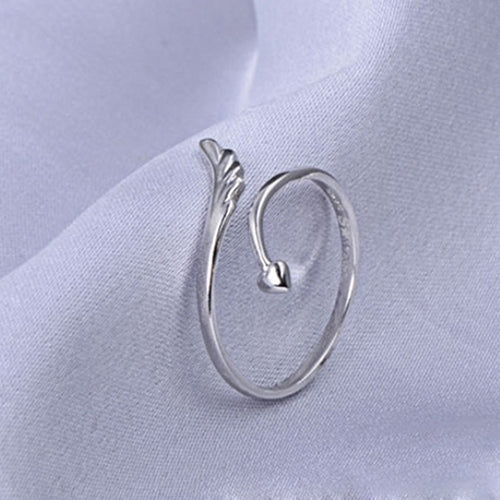 Womens Angel Wings Love Heart Silver Plated Gift Jewelry Opening Finger Ring Image 4