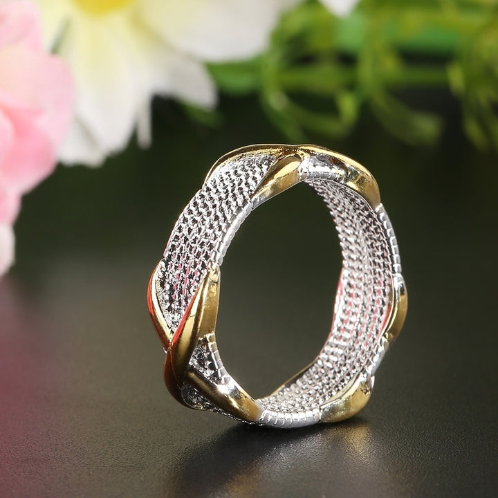 Womens X Silver Plated Golden Wedding Ring Fashion Jewelry Size 6 7 8 9 Image 4