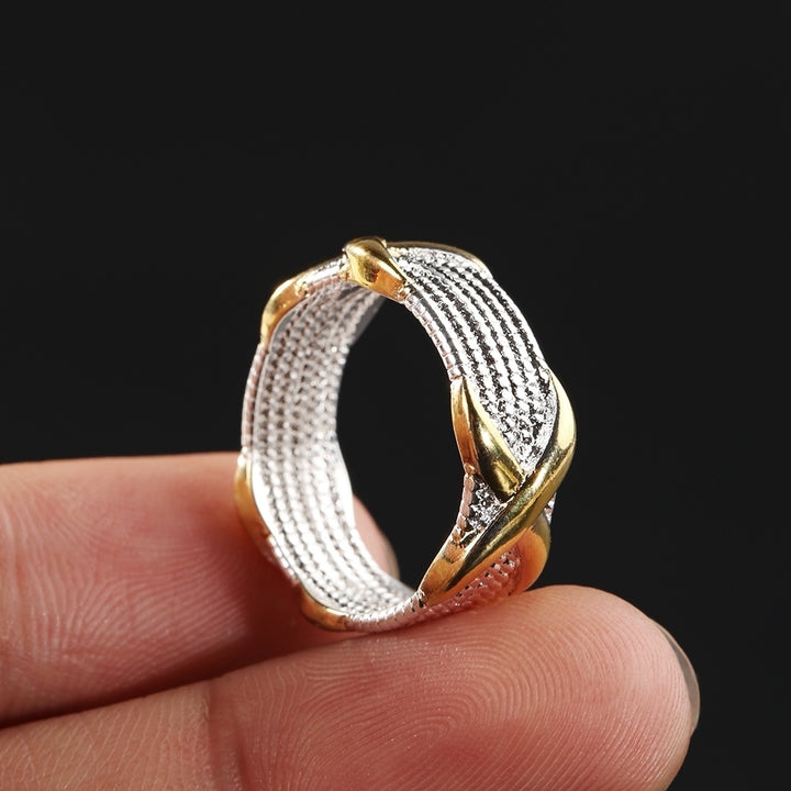 Womens X Silver Plated Golden Wedding Ring Fashion Jewelry Size 6 7 8 9 Image 8