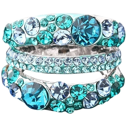 Womens Cubic Zirconia Ring Alloy Band Rhinestone Crystal Jewelry Gift Dazzling Image 2