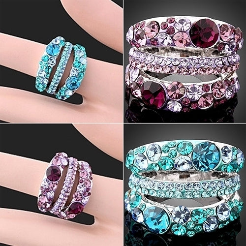 Womens Cubic Zirconia Ring Alloy Band Rhinestone Crystal Jewelry Gift Dazzling Image 4