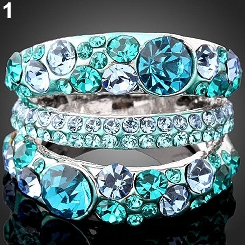 Womens Cubic Zirconia Ring Alloy Band Rhinestone Crystal Jewelry Gift Dazzling Image 6