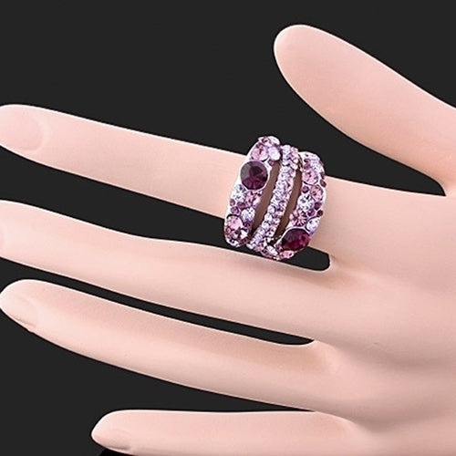 Womens Cubic Zirconia Ring Alloy Band Rhinestone Crystal Jewelry Gift Dazzling Image 11