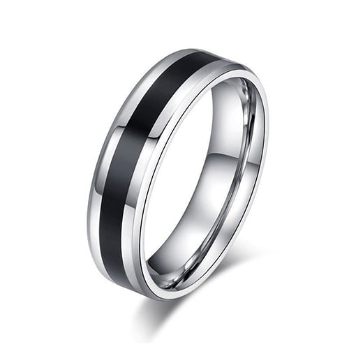 Men Women Black Band Ring Titanium Stainless Steel Fashion Jewelry Lover Gift Image 2