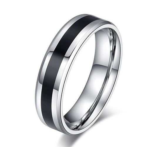 Men Women Black Band Ring Titanium Stainless Steel Fashion Jewelry Lover Gift Image 3