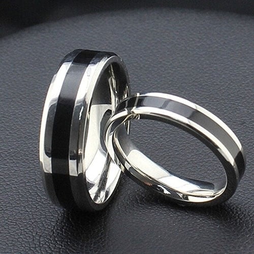 Men Women Black Band Ring Titanium Stainless Steel Fashion Jewelry Lover Gift Image 6