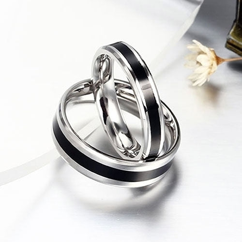 Men Women Black Band Ring Titanium Stainless Steel Fashion Jewelry Lover Gift Image 8