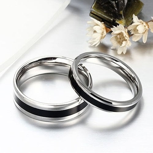 Men Women Black Band Ring Titanium Stainless Steel Fashion Jewelry Lover Gift Image 9