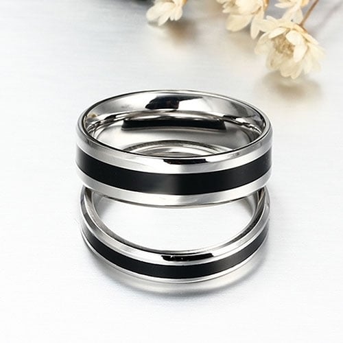 Men Women Black Band Ring Titanium Stainless Steel Fashion Jewelry Lover Gift Image 10