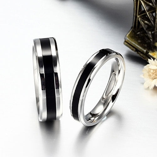 Men Women Black Band Ring Titanium Stainless Steel Fashion Jewelry Lover Gift Image 11