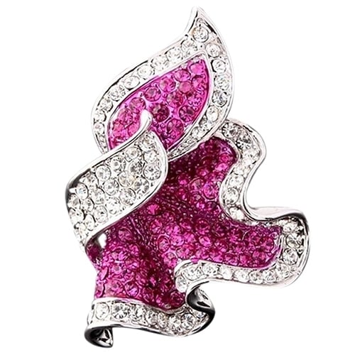 Women Leaf 9K Gold Plated Crystal Rhinestone Inlaid Cocktail Ring Gift Jewelry Image 4