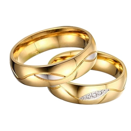 Womens Mens 18K Gold Plated Engagement Wedding Band Ring Zirconia Jewelry Gift Image 4