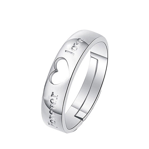 Unisex Fashion Hollow Heart Silver Plated Lovers Couple Open Band Ring Jewelry Image 2