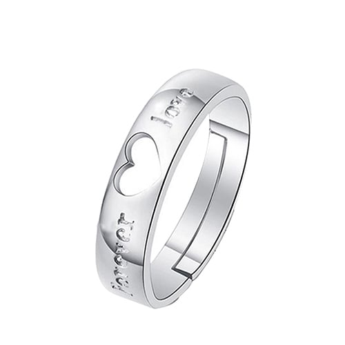 Unisex Fashion Hollow Heart Silver Plated Lovers Couple Open Band Ring Jewelry Image 1