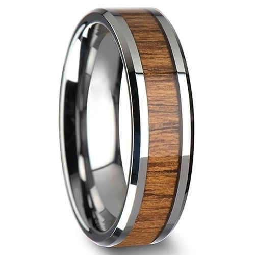 Mens Womens Fashion Creative Wide Band Wood Titanium Steel Ring Size 6-12 Image 3